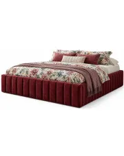 Czerwone welurowe łóżko z pojemnikiem 5 rozmiarów - Tivrro  w sklepie Edinos.pl