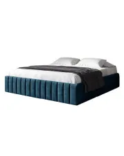 Granatowe nowoczesne łóżko z pojemnikiem 5 rozmiarów - Tivrro  w sklepie Edinos.pl