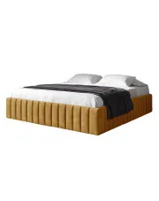 Musztardowe pikowane łóżko z pojemnikiem 5 rozmiarów - Tivrro  w sklepie Edinos.pl