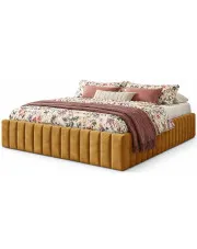 Musztardowe pikowane łóżko z pojemnikiem 5 rozmiarów - Tivrro  w sklepie Edinos.pl