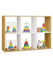 Nowoczesny regał na zabawki dąb artisan + biały - Atela 4X w sklepie Edinos.pl