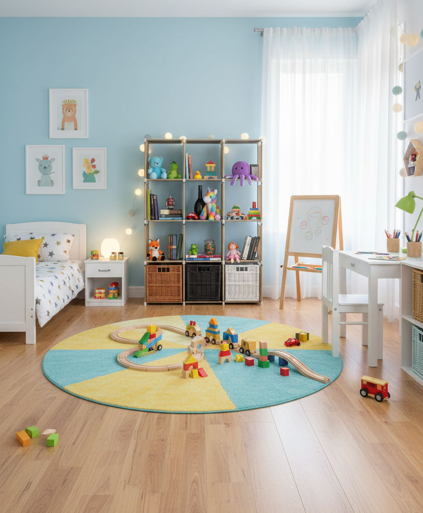 Pokój dziecięcy z modułowym regałem na zabawki Viona