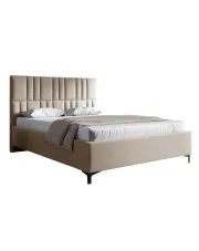 Beżowe tapicerowane łóżko welurowe 4 rozmiary - Eserra w sklepie Edinos.pl