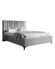 Jasnoszare łóżko tapicerowane z pojemnikiem 4 rozmiary - Eserra w sklepie Edinos.pl