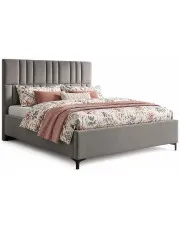 Ciemnoszare łóżko z zagłówkiem i pojemnikiem 4 rozmiary - Eserra w sklepie Edinos.pl