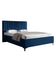 Granatowe łóżko tapicerowane z pojemnikiem 4 rozmiary - Eserra w sklepie Edinos.pl