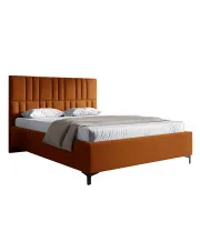 Pomarańczowe welurowe łóżko tapicerowane 4 rozmiary - Eserra w sklepie Edinos.pl