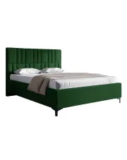 Zielone welurowe łóżko z pojemnikiem i zagłówkiem 4 rozmiary - Eserra w sklepie Edinos.pl