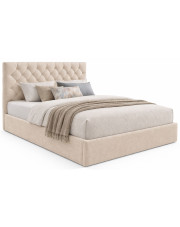 Beżowe łóżko z pikowanym zagłówkiem 3 rozmiary - Lestiria w sklepie Edinos.pl