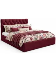 Bordowe łóżko pikowane z pojemnikiem 3 rozmiary - Lestiria w sklepie Edinos.pl