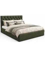 Zielone łóżko tapicerowane z zagłówkiem 3 rozmiary - Lestiria w sklepie Edinos.pl