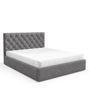 Ciemnoszare łóżko z pikowanym zagłówkiem 3 rozmiary - Lestiria w sklepie Edinos.pl