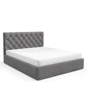 Ciemnoszare łóżko z pikowanym zagłówkiem 3 rozmiary - Lestiria w sklepie Edinos.pl