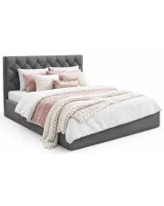 Ciemnoszare łóżko z pikowanym zagłówkiem 3 rozmiary - Lestiria w sklepie Edinos.pl