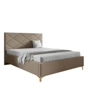 Beżowe pikowane łóżko welurowe 4 rozmiary - Tollviano w sklepie Edinos.pl