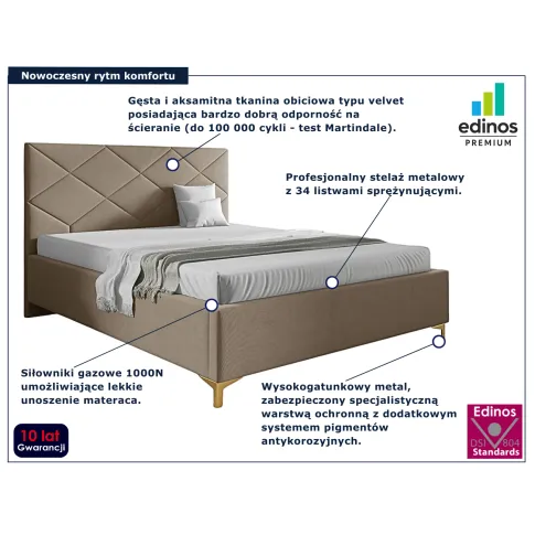 Beżowe łóżko welurowe Tollviano