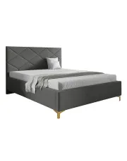 Ciemnoszare łóżko tapicerowane welurem 4 rozmiary - Tollviano w sklepie Edinos.pl