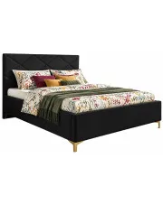 Czarne łóżko tapicerowane welurem 4 rozmiary - Tollviano w sklepie Edinos.pl