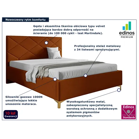 Pomarańczowe łóżko z pojemnikiem na pościel Tollviano