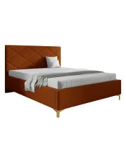 Pomarańczowe łóżko tapicerowane z zagłówkiem 4 rozmiary - Tollviano w sklepie Edinos.pl