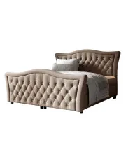 Beżowe łóżko kontynentalne w stylu glamour 5 rozmiarów - Belvarinne w sklepie Edinos.pl