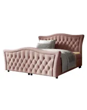 Różowe pikowane łóżko kontynentalne 5 rozmiarów - Belvarinne w sklepie Edinos.pl