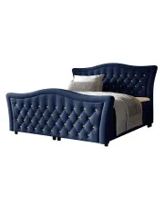 Granatowe łóżko kontynentalne z pojemnikiem 5 rozmiarów - Belvarinne w sklepie Edinos.pl