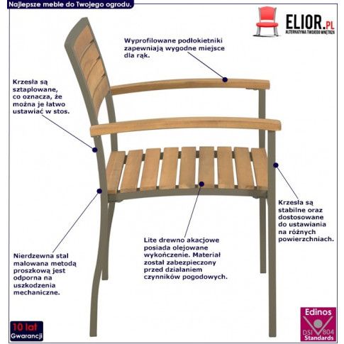 zestaw sztaplowanych krzeseł ogrodowych ridley infografika