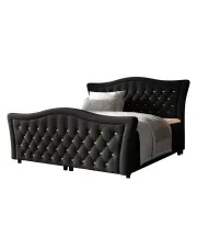 Czarne łóżko kontynentalne z kryształkami 5 rozmiarów - Belvarinne w sklepie Edinos.pl