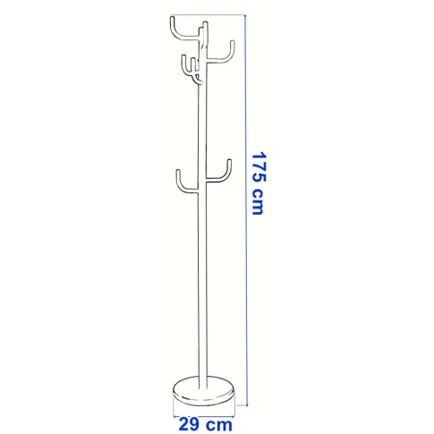 Szczegółowe zdjęcie nr 4 produktu Czarny metalowy wieszak stojący z 8 haczykami - Zorin