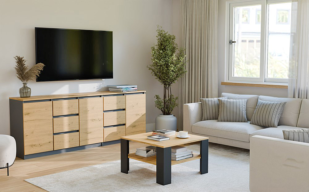 aranzacja salonu ze stolkiem 