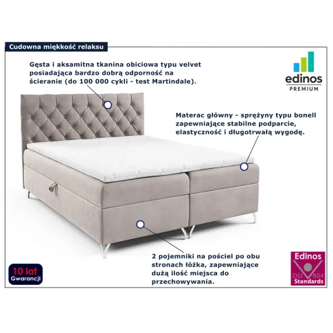 Szaro-beżowe łóżko pikowane Lunavello 3X