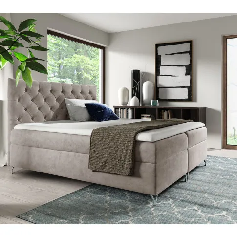 Aranżacja sypialni z szaro-beżowym łóżkiem Lunavello 3X