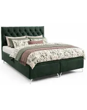 Ciemnozielone łóżko kontynentalne z pojemnikiem 5 rozmiarów - Lunavello 3X w sklepie Edinos.pl