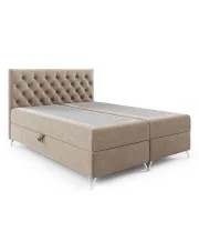 Beżowe tapicerowane welurem łóżko 5 rozmiarów - Lunavello 4X w sklepie Edinos.pl