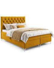 Żółte łóżko kontynentalne z pikowanym zagłówkiem 5 rozmiarów - Lunavello 4X w sklepie Edinos.pl