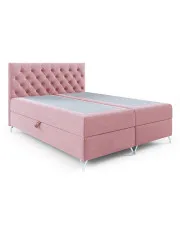 Różowe welurowe łóżko kontynentalne 5 rozmiarów - Lunavello 4X w sklepie Edinos.pl
