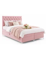 Różowe welurowe łóżko kontynentalne 5 rozmiarów - Lunavello 4X w sklepie Edinos.pl