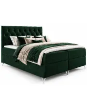 Ciemnozielone tapicerowane welurem łóżko 5 rozmiarów - Lunavello 4X w sklepie Edinos.pl