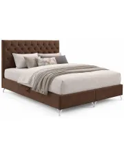 Brązowe pikowane łóżko kontynentalne 5 rozmiarów - Lunavello 4X w sklepie Edinos.pl