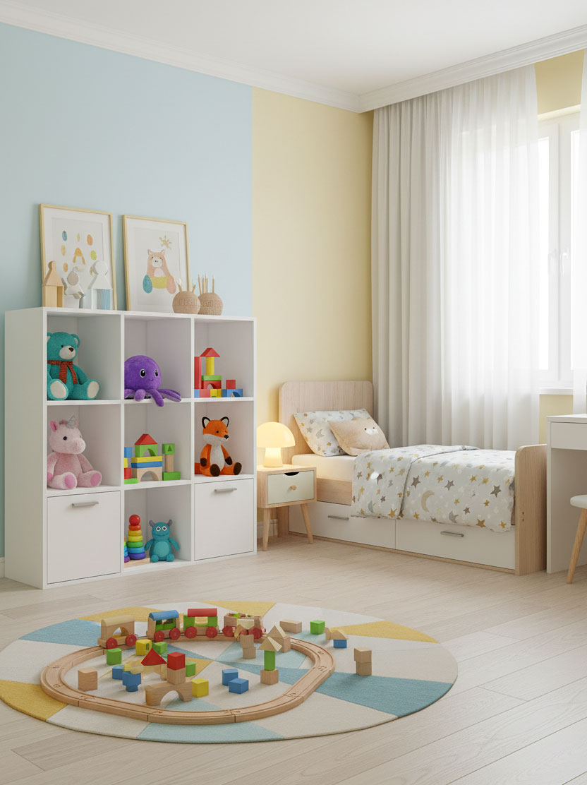 Aranżacja pokoju dziecięcego z regałem na zabawki Nero 3X