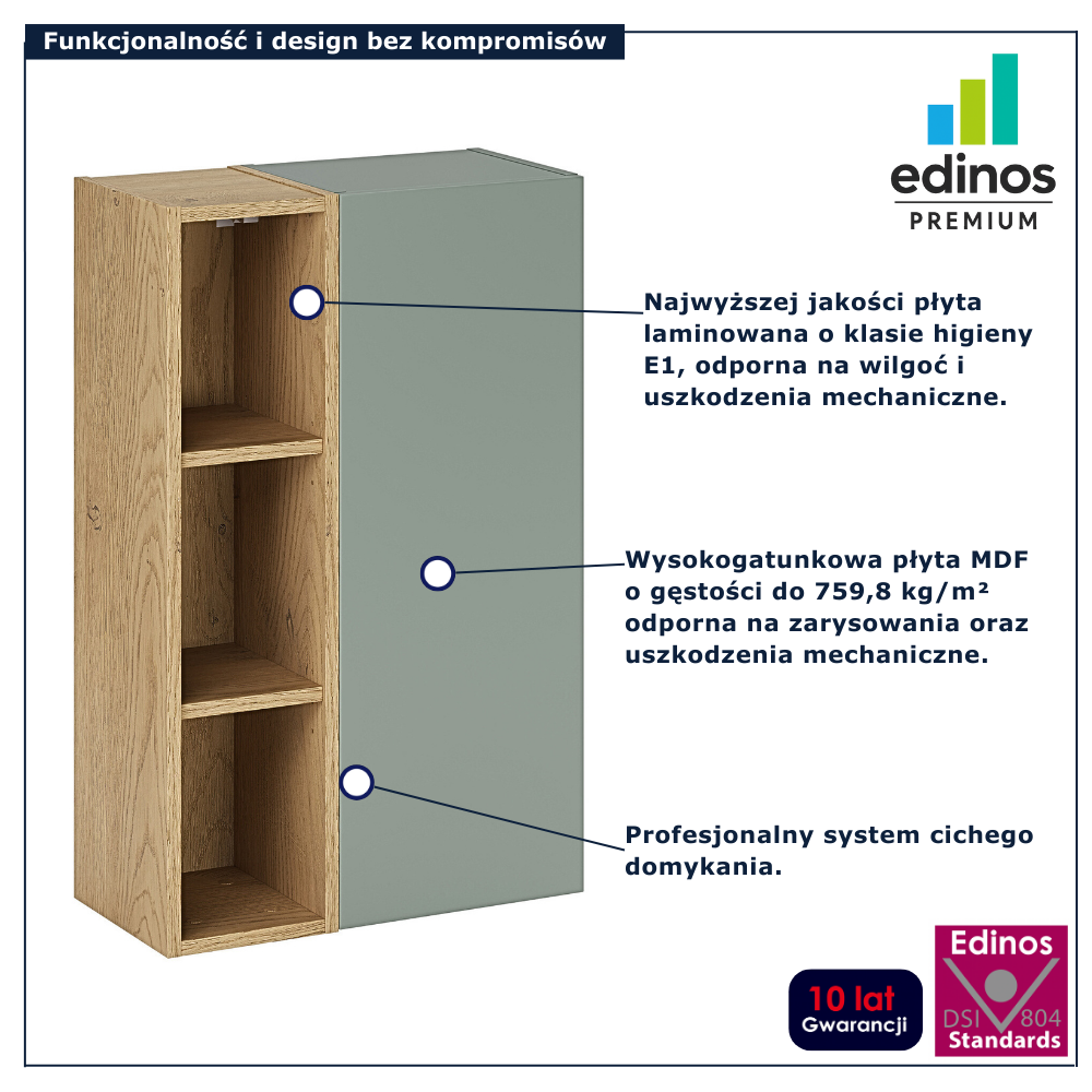 Nowoczesna zielona szafka ścienna do łazienki Verdessa 8X