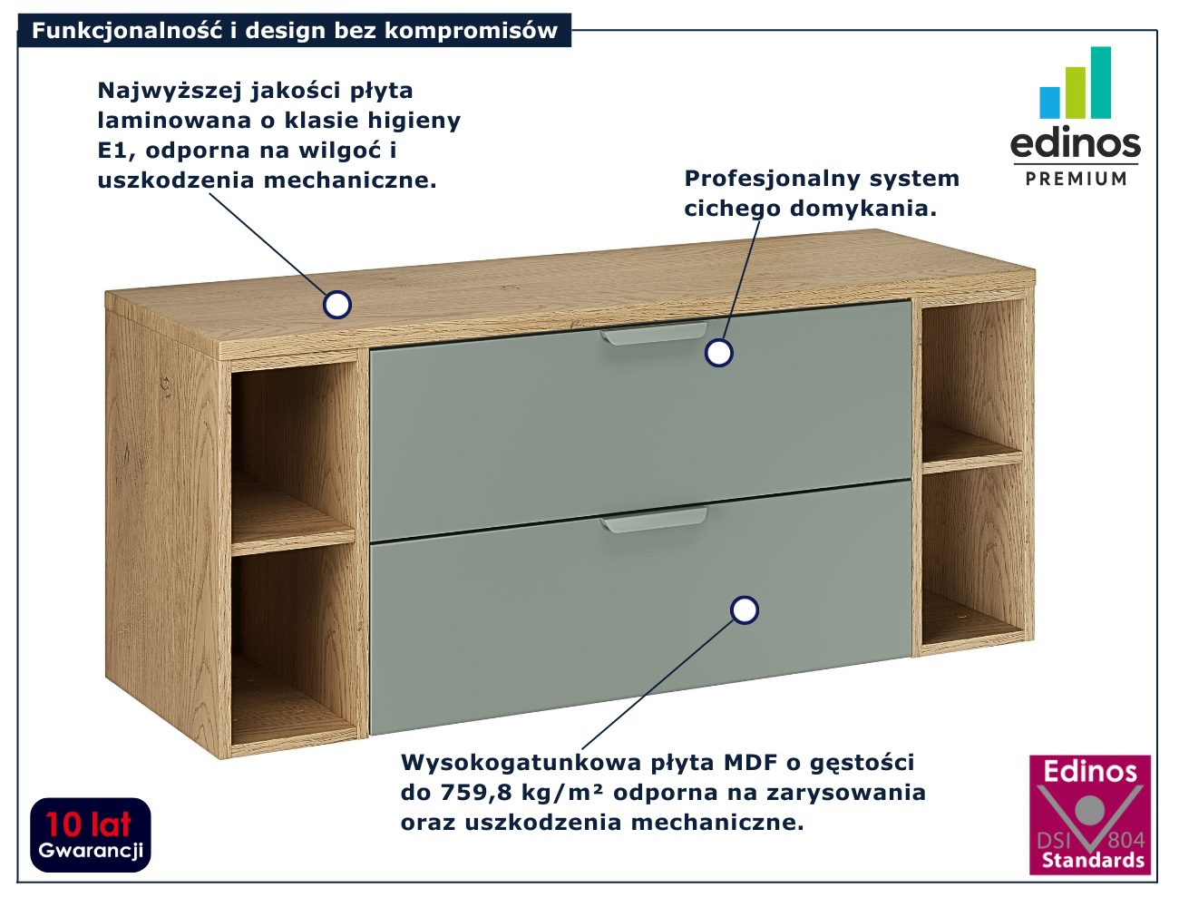 Nowoczesna zielona szafka pod umywalkę Verdessa 9X
