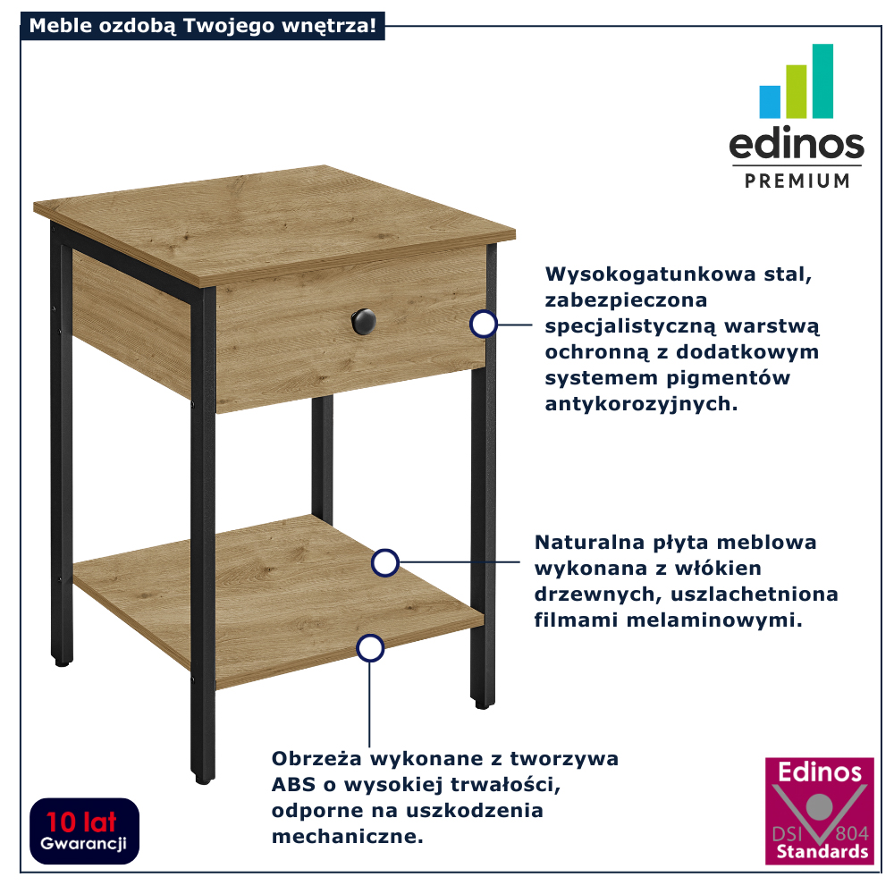 Infografika szafki nocnej dab artisan