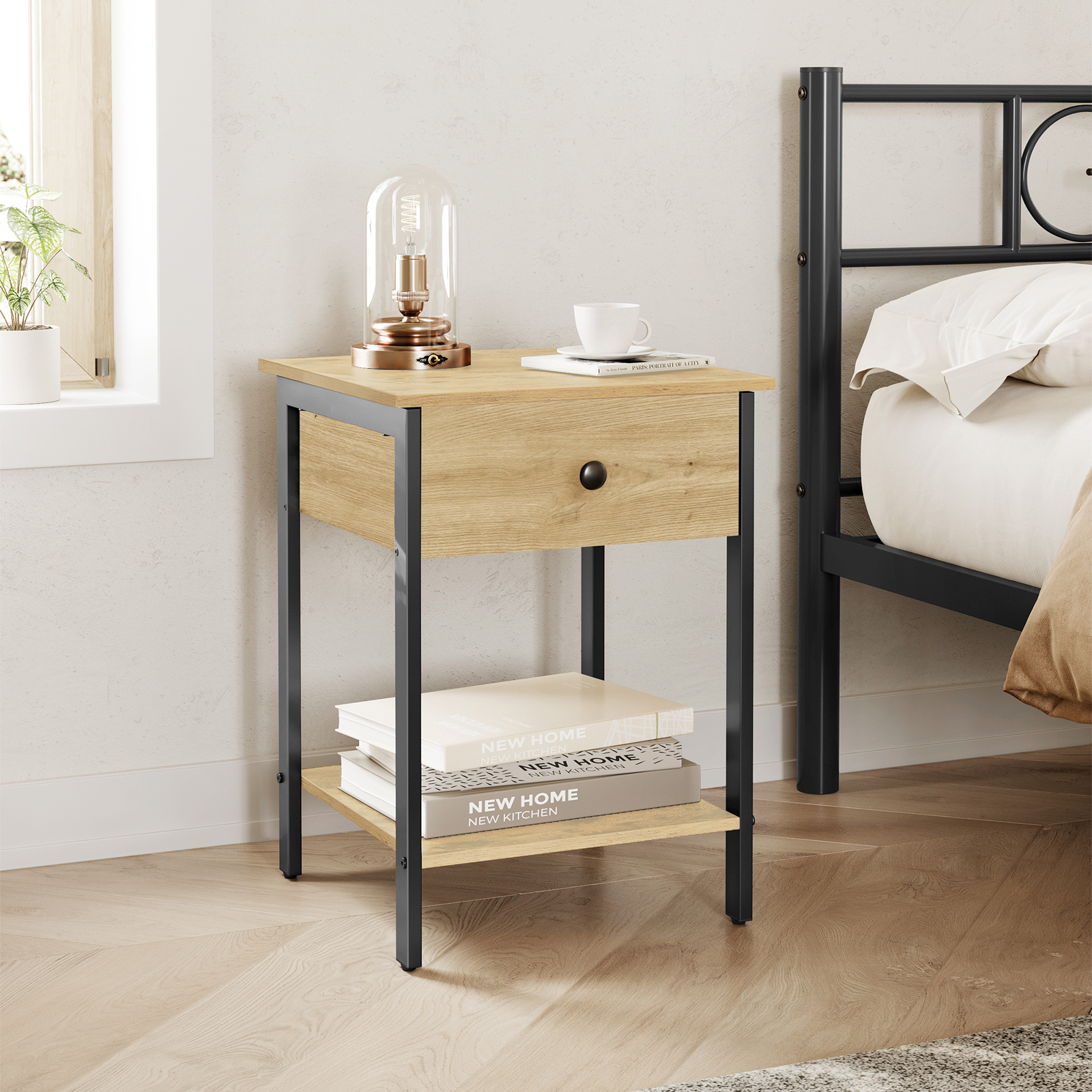 Aranżacja wnętrza z szafką nocną