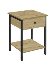 Industrialny stolik nocny z szufladą dąb artisan - Idako w sklepie Edinos.pl