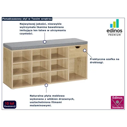 infografika szafki do przedpokoju z siedziskiem Sato