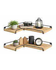 Loftowy komplet 2 ściennych półek narożnych dąb artisan - Eblo w sklepie Edinos.pl