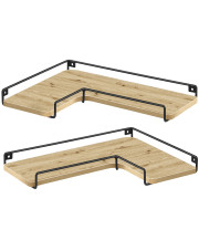 Loftowy komplet 2 ściennych półek narożnych dąb artisan - Eblo w sklepie Edinos.pl