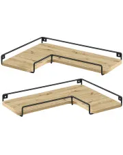 Loftowy komplet 2 ściennych półek narożnych dąb artisan - Eblo w sklepie Edinos.pl